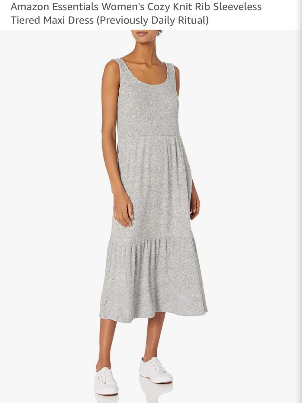 Amazon Essentials Sleeveless Tiered Midi Dress in Light Gray